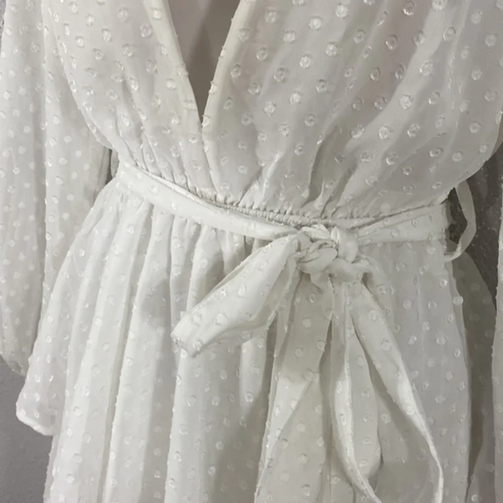 Princess Polly Lioness Legendary Lovers Belted Plunge White Tiered Dress XS RR15